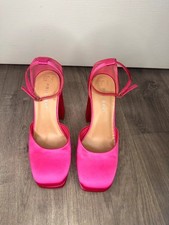 Primark, Satin, Pink, Chunky Heel, Ankle Strap Heels - Size 5 Wedge Heels price