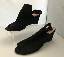 Women's FOOTGLOVE Black Covered Open-Toe Wedge Heels Size 6 CG SA9 Wedge Heels price