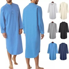 Men's Long Sleeve Sleep Shirts Nightshirts Bathrobe Night Pajamas Robe Dress/Top Men's Pajamas price