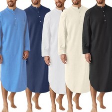 Men's Long Sleeve Sleep Shirts Nightshirts Bathrobe Night Pajamas Robe Dress/Top Men's Pajamas price