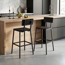 Black Bar Stools Set of 2 Bar Chairs Backrest Footrest Tall Kitchen Chairs Bar Stool price