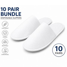 10 Pair Disposable Closed Toe Spa Slippers White Hotel Guest Travel Soft Slippers price