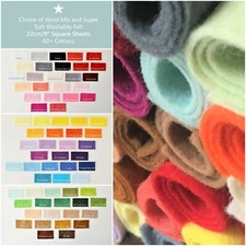 Craft Felt | Wool Mix and Soft Washable | 70+ Colours | 9"/22cm Square Sheets Felt price