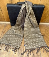 Vintage  London luxe statement piece men’s Scarf Neck Tie Cravat fringed brown Men's Scarf price