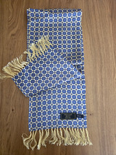 Men's Vintage William Hunt Yellow with Blue Geometric Scarf 100% Silk Men's Scarf price