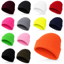 2 x KIDS Beanie Hat Boys Girls Slouch Winter Turn Up Neon Child Knit Black Child Kids' Hat price