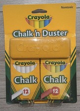 Crayola Chalk'n Duster Set 24 Chalks (12 White, 12 Coloured) Chalkboard Duster Chalk price