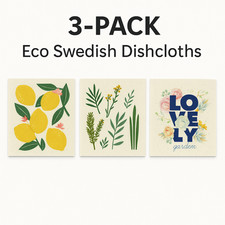 Eco Swedish Dishcloths 3 Pack Reusable Kitchen Cleaning Cloths Scandi Wipe Set Kitchen Textile Set price