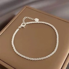Womens Ladies 925 Sterling Silver Square Chain Bracelet Jewellery Bangle Gift Silver Bracelet price