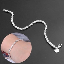 925 Sterling Silver Twisted Rope Bracelet 3mm Thick Chain Link UK Seller Silver Bracelet price