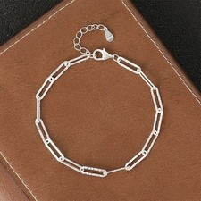 Women 925 Sterling Silver Bracelet Bangle Adjustable Ladies Chain Jewellery Gift Silver Bracelet price