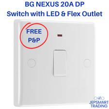 BG Nexus 20A 1G Double Pole Switch with LED Indicator and Flex Outlet 833 White Home Appliances Display / Outlet price