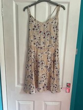 Mini dress size 10/12 beige/ cream spaghetti straps to back. Cotton. Wedding Dress price
