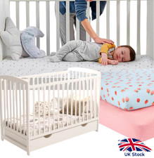 BABY FITTED COT BED SHEET PRINTED 100% COTTON MATTRESS 140x70cm Elephants Grey Baby Bed Sheet price