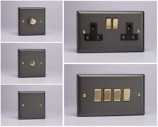 Varilight Vogue Slate Grey Range - Black Inserts & Polished Brass Switches Electric Kitchen Appliances (Display-Outlet) price