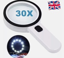 30X Extra Large Magnifying Glass With 12 LED Light Illuminated Reading Loupe UK Magnifying Glass price