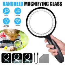 Magnifying Glass 5/10X Handheld Magnifier Reading Jewelry Loupe With 33LED Light Magnifying Glass price