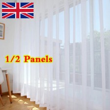 Voile Net Curtains Pair (2 Panels) Voiles Slot Top Panels, Easy to Fit, White R Sheer Curtain price