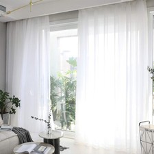 Voile Net Curtains Pair (2 Panels) Voiles Slot Top Panels, Easy to Fit, White W Sheer Curtain price