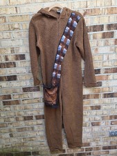 Men's Star Wars Chewbacca Brown Hooded Jumpsuit Large Wookie Unisex Cuffed Men's Jumpsuit price