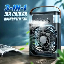 3 In 1 Mini Air Cooler Fan Humidifier USB Portable 7 Color LED Night Light 600ML Fans price