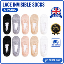 5 Pairs Women Ladies Skin Shoe Liners Footsies Invisible Thin Lace Socks Sheer Women's Socks Set price