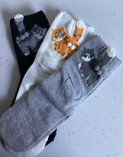 Set of 3 Fun Novelty Cat With Pom Poms Unisex Socks. Women's Socks Set price