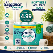 Elegance CloudSoft Toilet Tissue 2 Ply 32 Rolls - CHEAPEST TOILET TISSUES EVER Tissue price