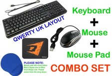 USB Wired OPTICAL Keyboard Mouse PAD MAT Combo Set UK layout PC Laptop Desktop Keyboard - Mouse price