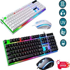 Gaming Keyboard Mouse Set Pad Rainbow LED Wired USB For PC Laptop PS4 Xbox One Keyboard - Mouse price