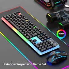 Gaming Keyboard Mouse Set USB Rainbow RGB LED Wired For PC Laptop PS5 X-box One Keyboard - Mouse price