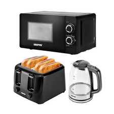 Geepas 1.7L Illuminating Kettle, 4 Slice Toaster and 20L Microwave Oven Set Electric Kitchen Appliances Dowry Sets price