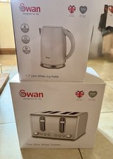 Swan White Kitchen Appliance Set - 1.7L Jug Kettle & 4 Slice Toaster - BNIB NEW Electric Kitchen Appliances Dowry Sets price