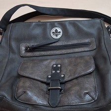 Rieker Black Faux Leather Messenger Bag Zip Adjustable Strap Pockets Unisex Messenger Bag price