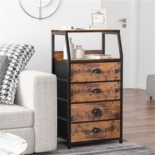 Bedside Table with 4 Fabric Drawers & Wooden Top,Small Dresser for Bedroom,Brown Baby Room Dresser price