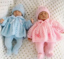 Premature Baby 10 inch Dolls Knitting Pattern Lacey Matinee Coat Leggings Hat Baby Leggings price