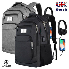 Women Men Backpack Large Anti Theft USB Laptop Rucksack Waterproof School Bag UK School Bag price