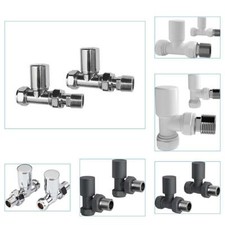 2 Radiator Valves Bathroom Towel Rail Straight Angled Designer Rads Pair Modern Radiator price