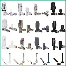 Thermostatic TRV Angled/Corner/Straight Lockshield Radiator Valves Set One Pair Radiator price