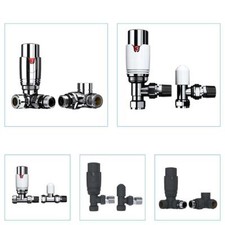 Radiator Valves X2 Thermostatic 1/2'' Angled Corner Straight TRV Lockshield Rads Radiator price