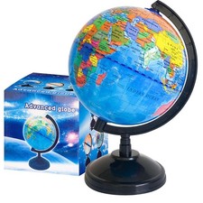 WORLD GLOBE EARTH Map Rotating Geography Ocean Classroom Learning Desktop 6 Map & Globe price