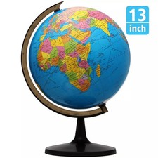 13'' World Globe Earth Ocean Rotating World Map Geography w/ Stand Desktop Large Map & Globe price