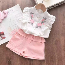 Girls Clothing Set 2025 Summer New Casual Children's Embroidered Sleeveless Shi Girls' Clothing Set price