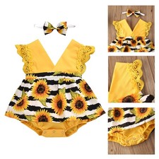 Toddlers Infant Baby Girls Outfits Floral Romper+Headband Jumpsuit Clothing Set Girls' Clothing Set price