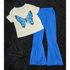 Girls Clothing Lot 8pc Butterfly Tee Flare Pants Dress Romper Mermaid Set Pink Girls' Clothing Set price
