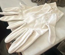 Women’s White Satin Wrist-Length Gloves Button Accent Lightweight Formal Women's Gloves price