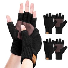 2 Pairs Winter Fingerless Gloves for Women Men, Alpaca Wool Knit, Half Finger Gl Women's Gloves price