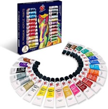TBC Premium Acrylic Paint Set Non Toxic 24 Colors 12ml Bonus 3 Paint Brushes Acrylic Paint price