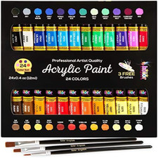 Acrylic Paint Set Canvas Art Paints 24 Colors Perfect Paint Finish (0.41oz,12 ml Acrylic Paint price