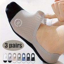 3-Pairs Men Invisible Socks No Show Thin Breathable Waffle Boat Low Cut Socks** Suba Socks price